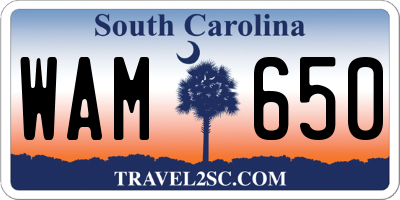 SC license plate WAM650