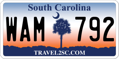 SC license plate WAM792