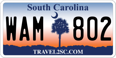SC license plate WAM802