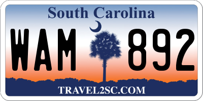 SC license plate WAM892