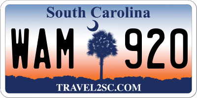 SC license plate WAM920