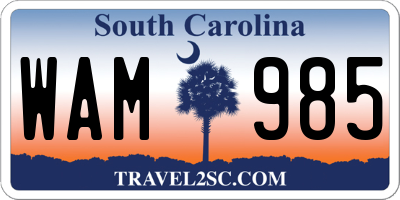 SC license plate WAM985