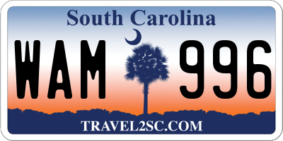 SC license plate WAM996