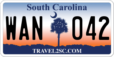 SC license plate WAN042