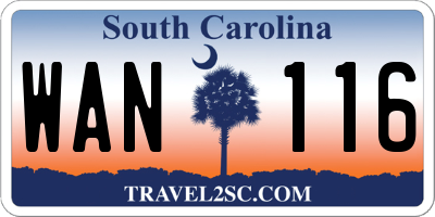 SC license plate WAN116