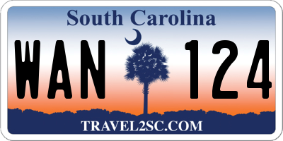 SC license plate WAN124