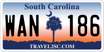 SC license plate WAN186