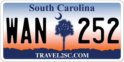 SC license plate WAN252