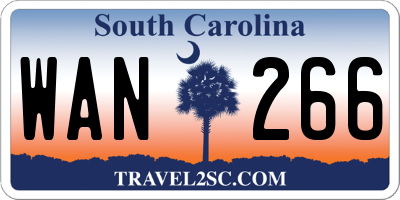SC license plate WAN266
