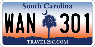 SC license plate WAN301