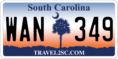 SC license plate WAN349