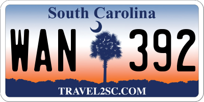 SC license plate WAN392