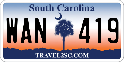 SC license plate WAN419