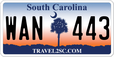 SC license plate WAN443