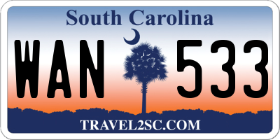 SC license plate WAN533