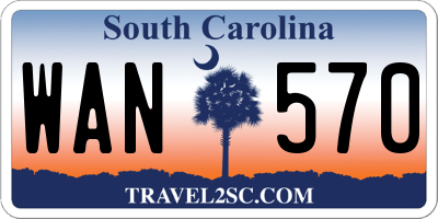 SC license plate WAN570
