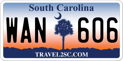 SC license plate WAN606