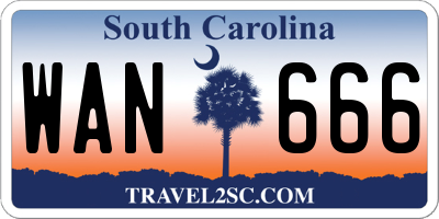 SC license plate WAN666
