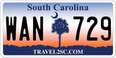 SC license plate WAN729