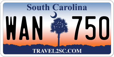SC license plate WAN750