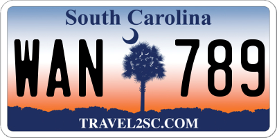 SC license plate WAN789