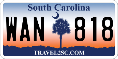 SC license plate WAN818