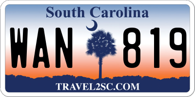 SC license plate WAN819