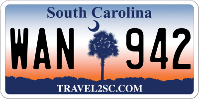 SC license plate WAN942