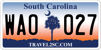 SC license plate WAO027