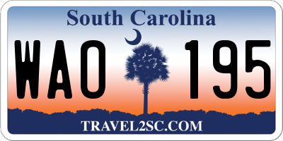 SC license plate WAO195
