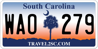 SC license plate WAO279
