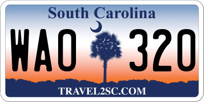 SC license plate WAO320