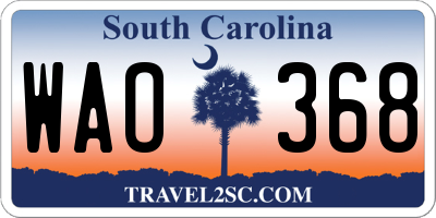 SC license plate WAO368