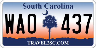 SC license plate WAO437
