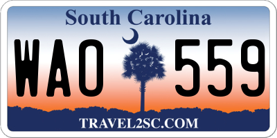 SC license plate WAO559
