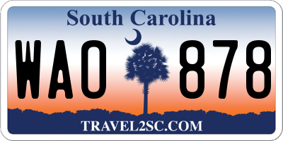 SC license plate WAO878