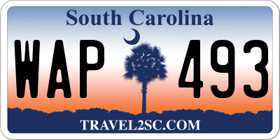 SC license plate WAP493