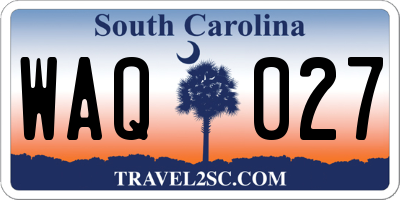 SC license plate WAQ027