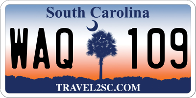 SC license plate WAQ109