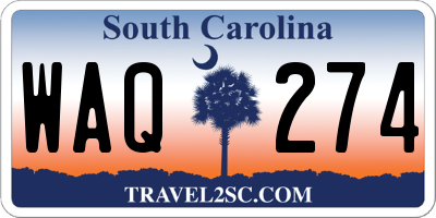 SC license plate WAQ274