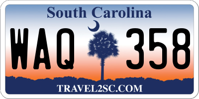 SC license plate WAQ358