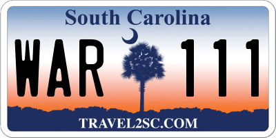 SC license plate WAR111