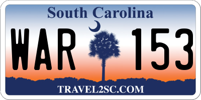 SC license plate WAR153