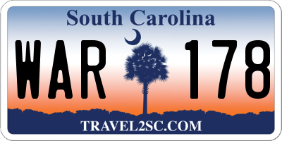 SC license plate WAR178