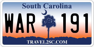 SC license plate WAR191