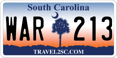 SC license plate WAR213