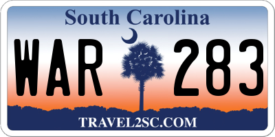SC license plate WAR283