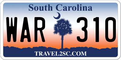 SC license plate WAR310
