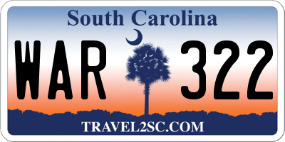 SC license plate WAR322