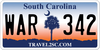 SC license plate WAR342